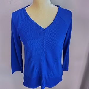 Cable&Gauge Women Blue High Low Sweater Medium